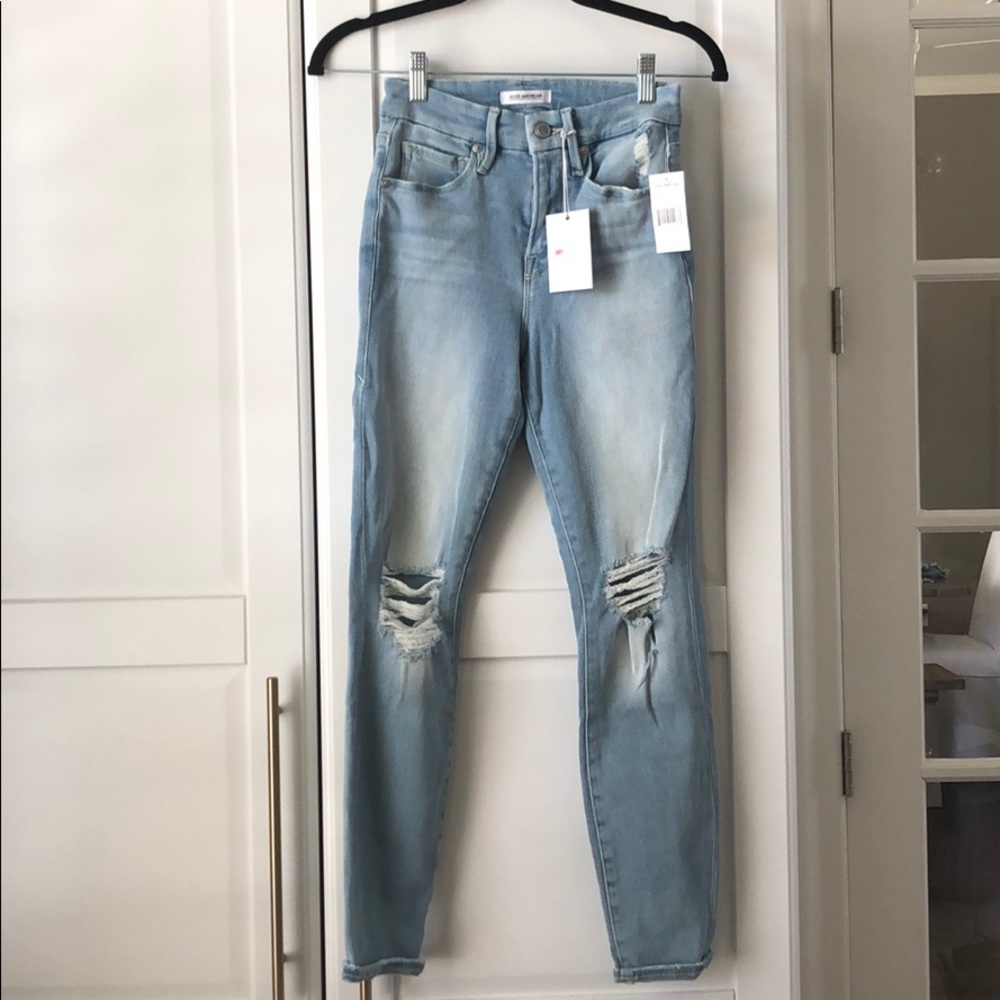 Good American Crop Distressed Jeans